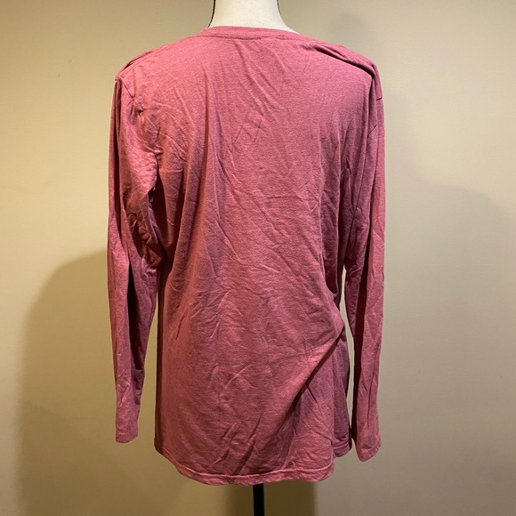 Air Waves Pink Red Plain Long Sleeve Tee Plus Size - Picture 6 of 7